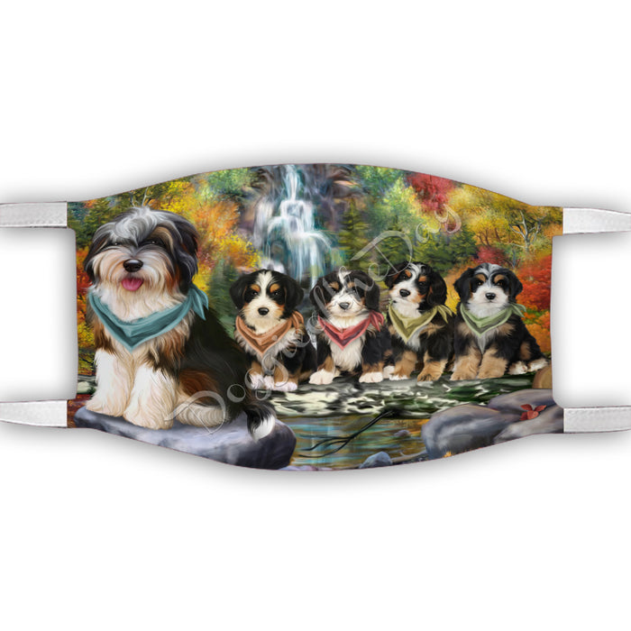 Scenic Waterfall Bernedoodle Dogs Face Mask FM49273