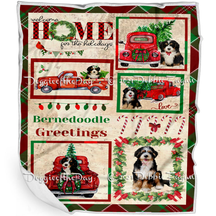Welcome Home for Christmas Holidays Bernedoodle Dogs Blanket BLNKT71836