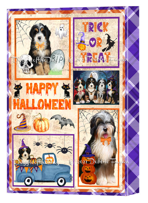 Happy Halloween Trick or Treat Bernedoodle Dogs Canvas Wall Art Decor - Premium Quality Canvas Wall Art for Living Room Bedroom Home Office Decor Ready to Hang CVS150254