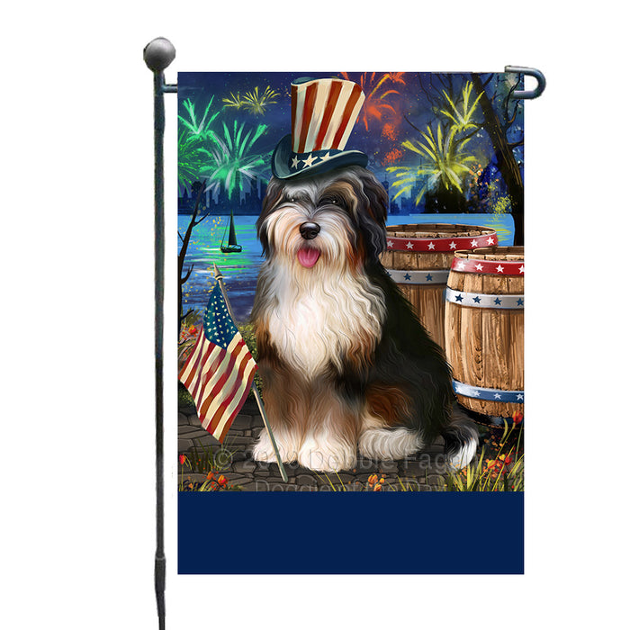 Personalized 4th of July Firework Bernedoodle Dog Custom Garden Flags GFLG-DOTD-A57781