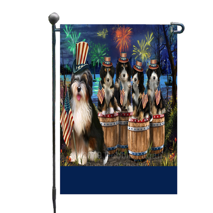 Personalized 4th of July Firework Bernedoodle Dogs Custom Garden Flags GFLG-DOTD-A57782