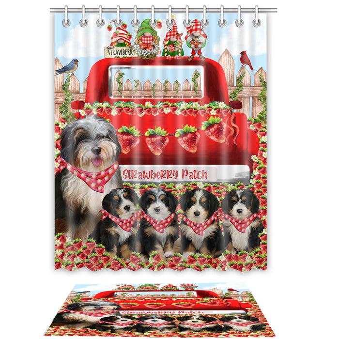 Bernedoodle Shower Curtain & Bath Mat Set, Custom, Explore a Variety of Designs, Personalized, Curtains with hooks and Rug Bathroom Decor, Halloween Gift for Dog Lovers