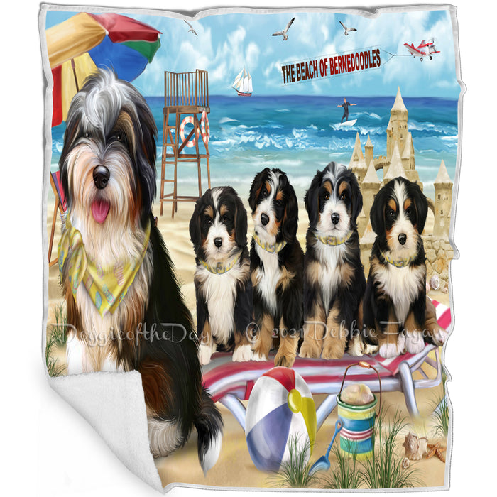 Pet Friendly Beach Bernedoodles Dog Blanket BLNKT65487