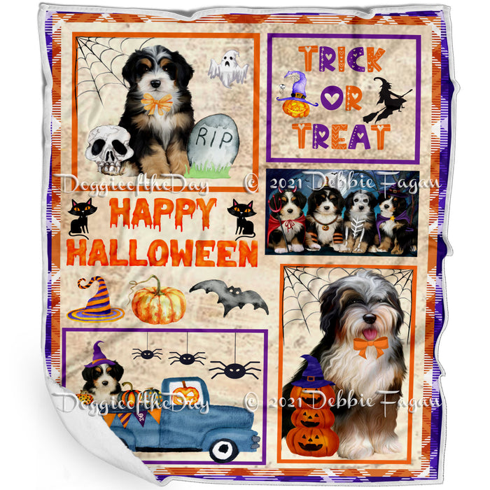 Happy Halloween Trick or Treat Bernedoodle Dogs Blanket BLNKT143719