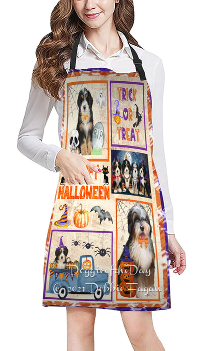 Happy Halloween Trick or Treat Bernedoodle Dogs Cooking Kitchen Adjustable Apron Apron49291