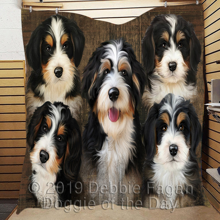 Rustic Bernedoodle Dogs Quilt