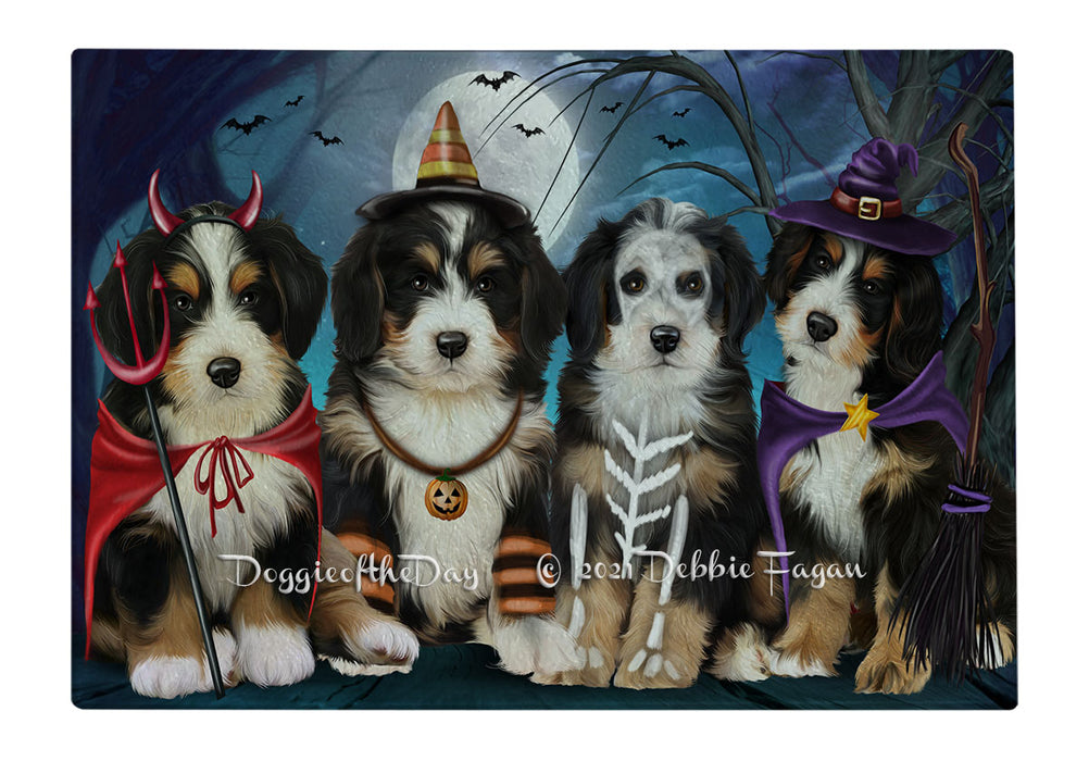 Happy Halloween Trick or Treat Bernedoodle Dogs Cutting Board - Easy Grip Non-Slip Dishwasher Safe Chopping Board Vegetables C79558
