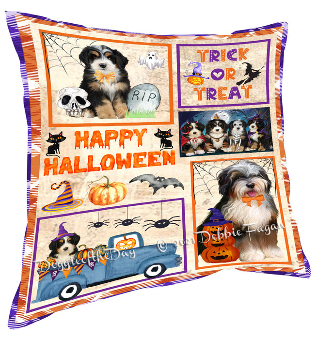 Happy Halloween Trick or Treat Bernedoodle Dogs Pillow with Top Quality High-Resolution Images - Ultra Soft Pet Pillows for Sleeping - Reversible & Comfort - Ideal Gift for Dog Lover - Cushion for Sofa Couch Bed - 100% Polyester, PILA88168