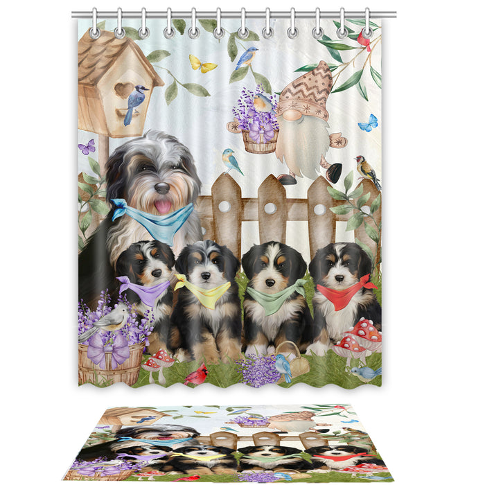 Bernedoodle Shower Curtain & Bath Mat Set, Bathroom Decor Curtains with hooks and Rug, Explore a Variety of Designs, Personalized, Custom, Dog Lover's Gifts