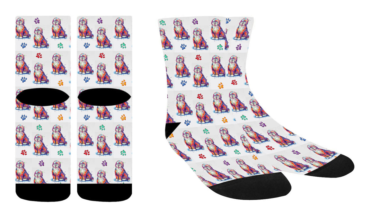 Watercolor Bernedoodle Dogs Women's Socks