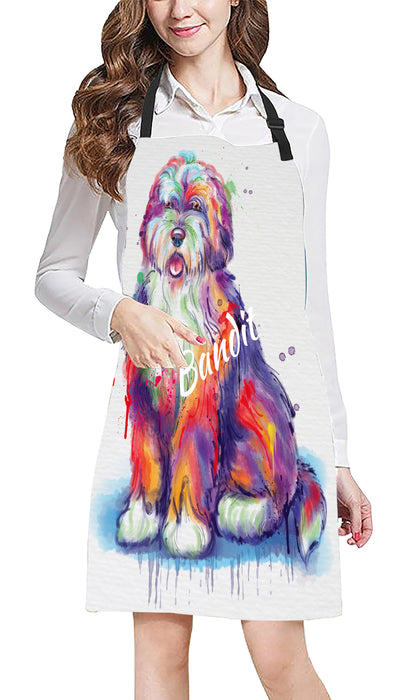 Custom Pet Name Personalized Watercolor Bernedoodle Dog Apron