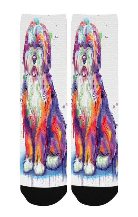 Watercolor Bernedoodle Dog Women's Casual Socks
