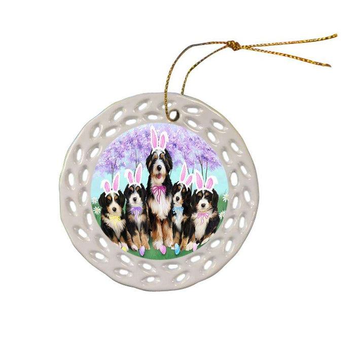 Bernedoodles Dog Easter Holiday Ceramic Doily Ornament DPOR49132