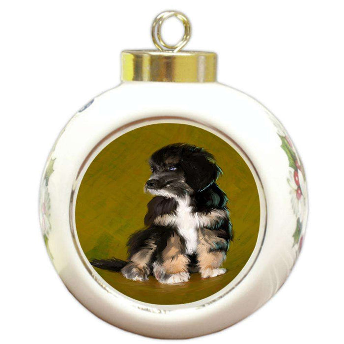 Bernedoodles Dog Round Ball Christmas Ornament RBPOR54386