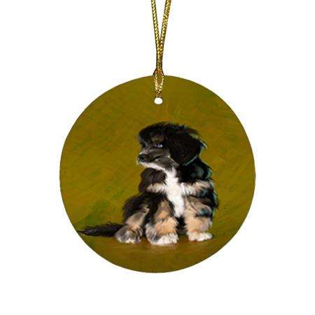 Bernedoodles Dog Round Flat Christmas Ornament RFPOR54377