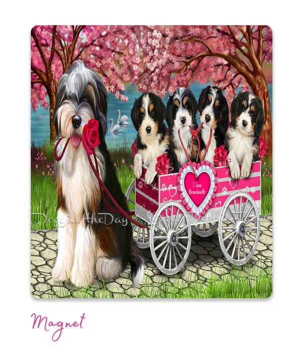 Mother's Day Gift Basket Bernedoodle Dogs Blanket, Pillow, Coasters, Magnet, Coffee Mug and Ornament