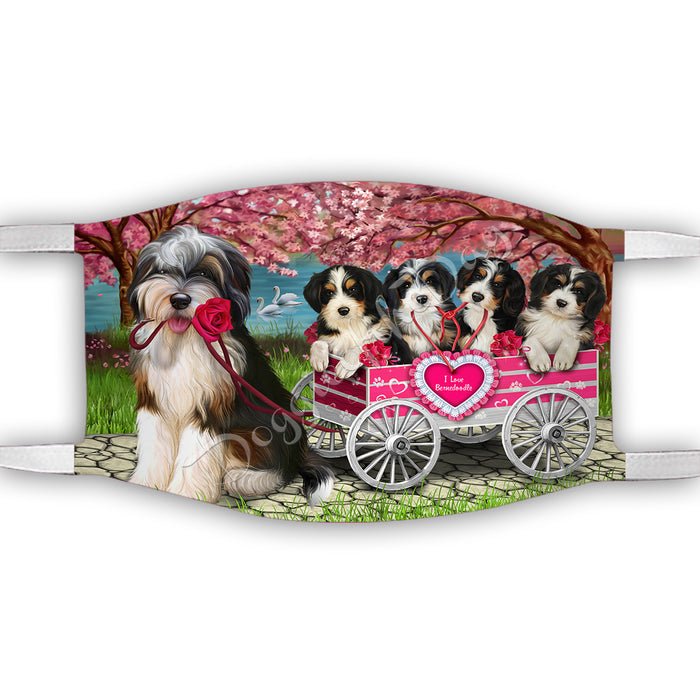 I Love Bernedoodle Dogs in a Cart Face Mask FM48119