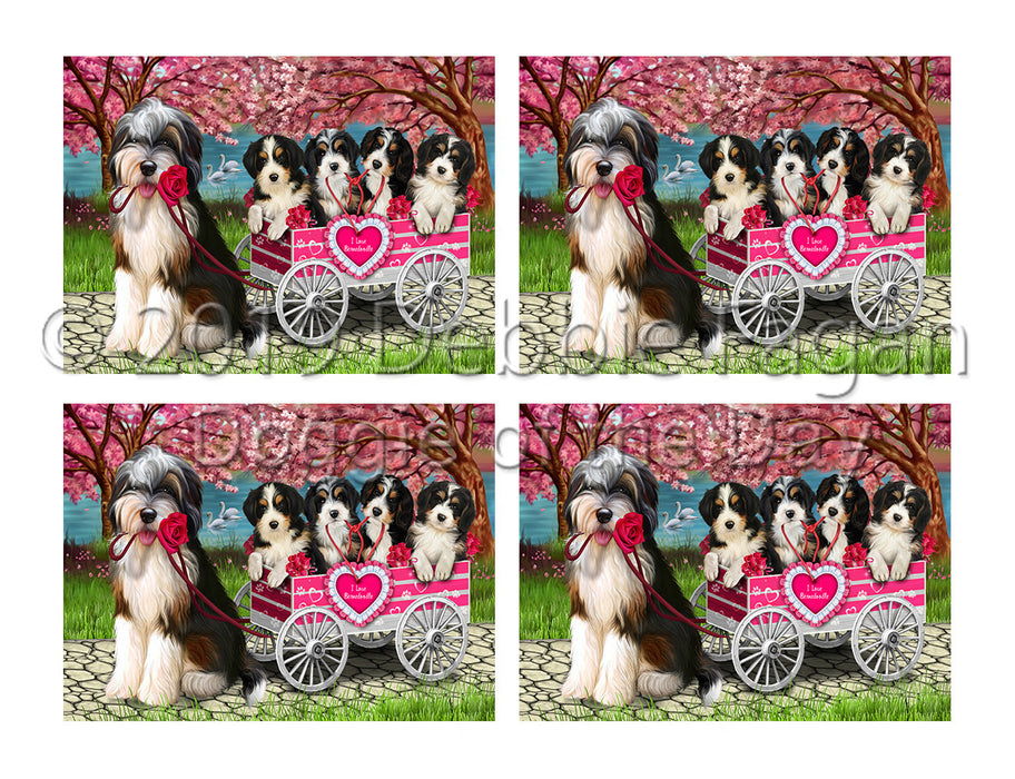 I Love Bernedoodle Dogs in a Cart Placemat