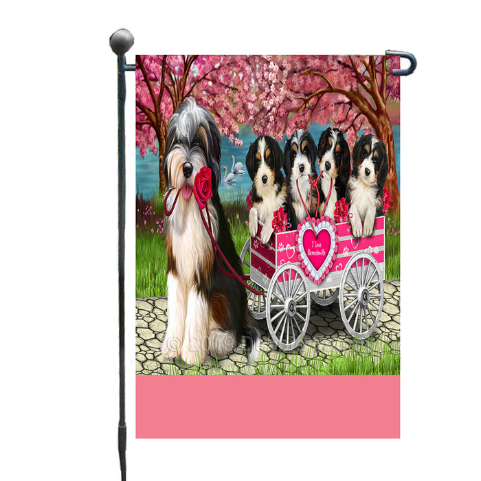 Personalized I Love Bernedoodle Dogs in a Cart Custom Garden Flags GFLG-DOTD-A62130