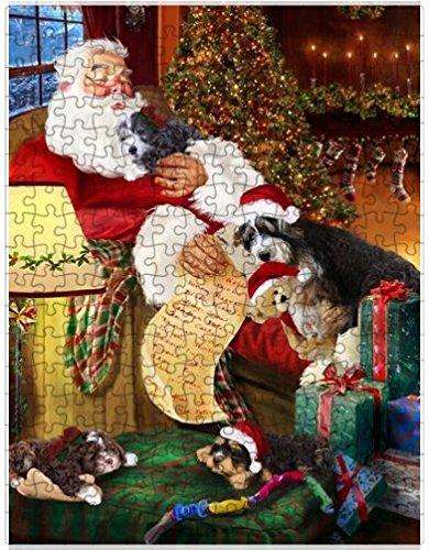 Bernedoodlle Dog and Puppies Sleeping with Santa Puzzle with Photo Tin