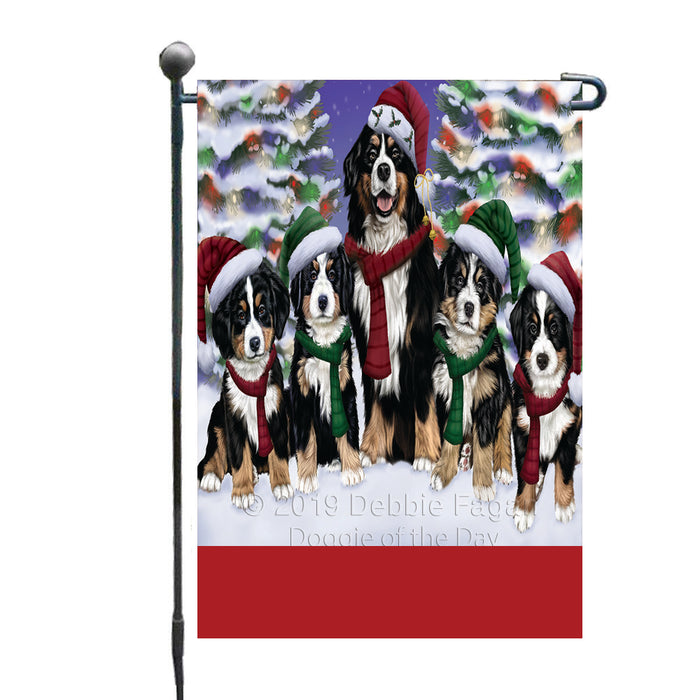 Personalized Christmas Happy Holidays Bernese Mountain Dogs Family Portraits Custom Garden Flags GFLG-DOTD-A59093