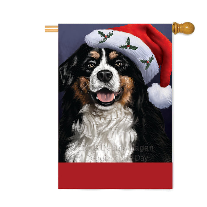 Personalized Christmas Holidays Bernese Mountain Dog Wearing Santa Hat Portrait Head Custom House Flag FLG-DOTD-A59859