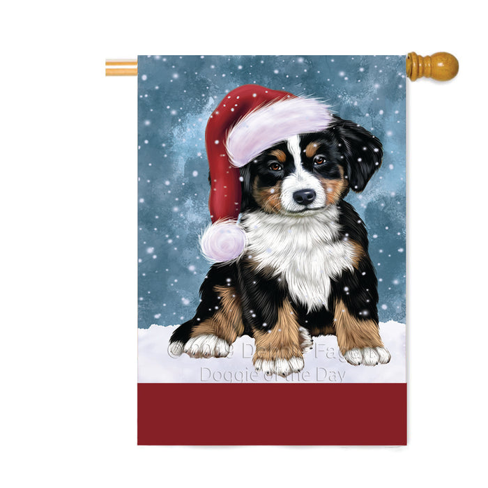 Personalized Let It Snow Happy Holidays Bernese Mountain Dog Custom House Flag FLG-DOTD-A62316