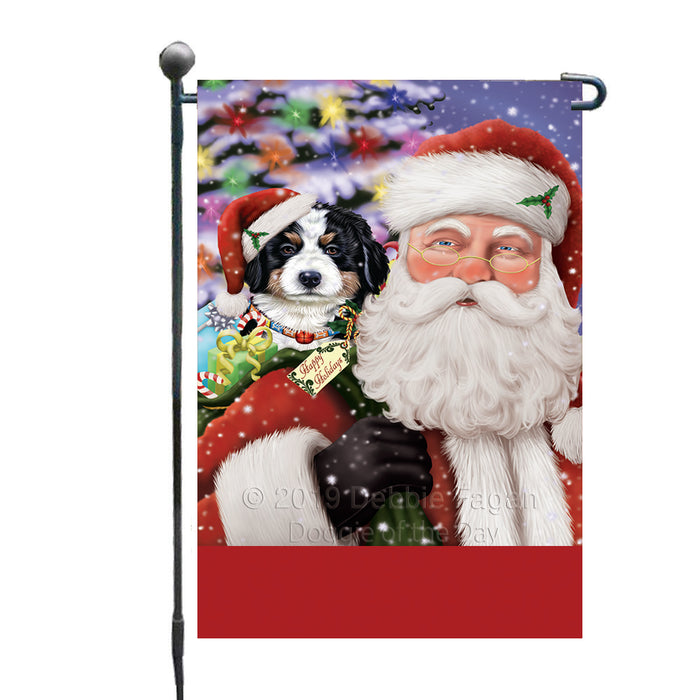 Personalized Santa Carrying Bernese Mountain Dog and Christmas Presents Custom Garden Flag GFLG63722