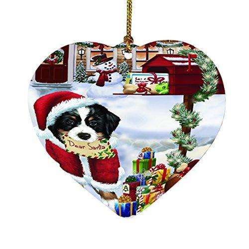 Bernese Dear Santa Letter Christmas Holiday Mailbox Dog Heart Ornament D091