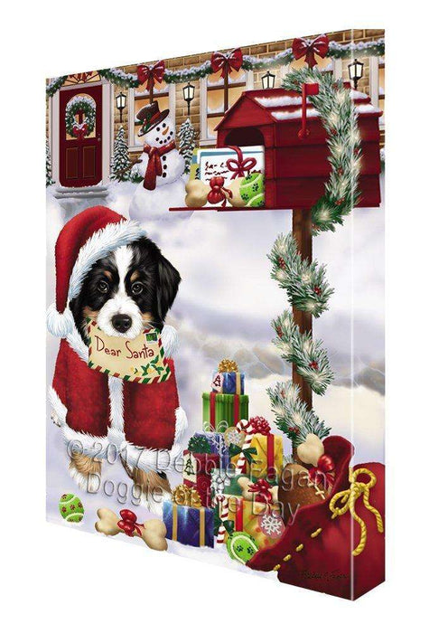 Bernese Dear Santa Letter Christmas Holiday Mailbox Dog Painting Printed on Canvas Wall Art