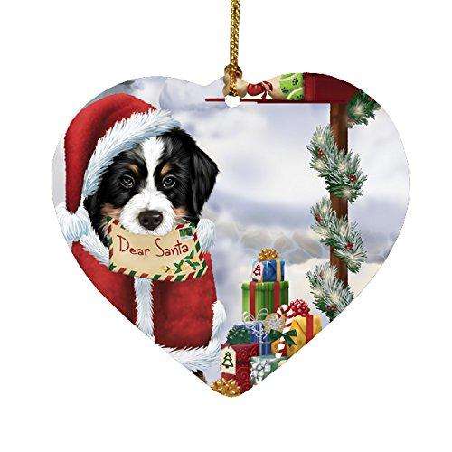 Bernese Mountain Dear Santa Letter Christmas Holiday Mailbox Dog Heart Ornament