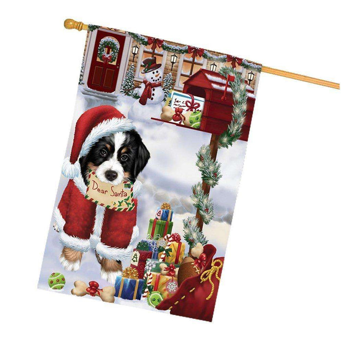 Bernese Mountain Dear Santa Letter Christmas Holiday Mailbox Dog House Flag