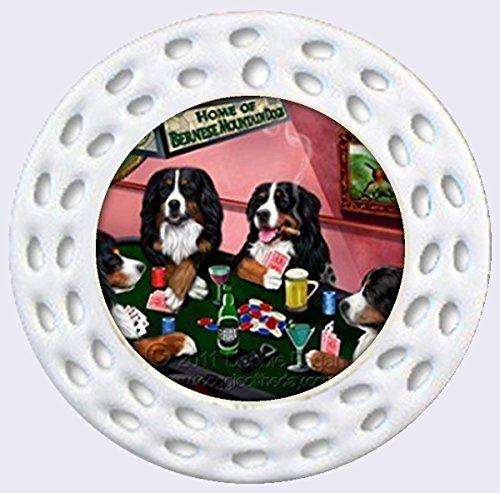 Bernese Mountain Dog Christmas Holiday Ornament 4 Dogs Playing Poker