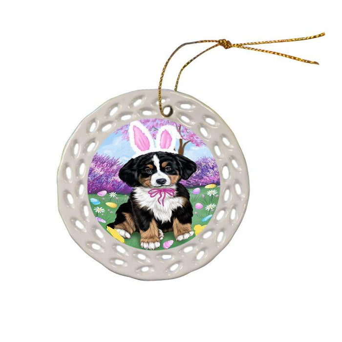Bernese Mountain Dog Easter Holiday Ceramic Doily Ornament DPOR49051