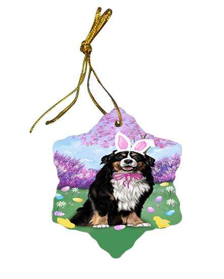 Bernese Mountain Dog Easter Holiday Star Porcelain Ornament SPOR49042
