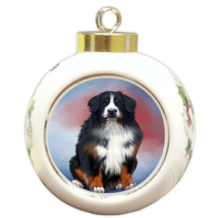 Bernese Mountain Dog Round Ball Christmas Ornament RBPOR48288