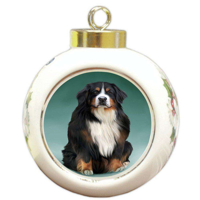 Bernese Mountain Dog Round Ball Christmas Ornament RBPOR48290