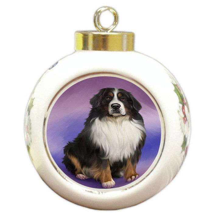 Bernese Mountain Dog Round Ball Christmas Ornament RBPOR48291