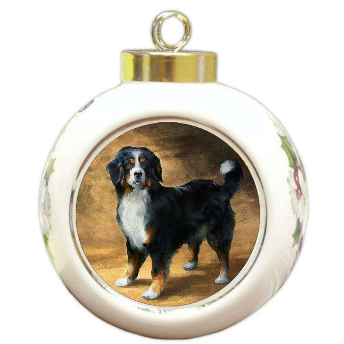 Bernese Mountain Dog Round Ball Christmas Ornament