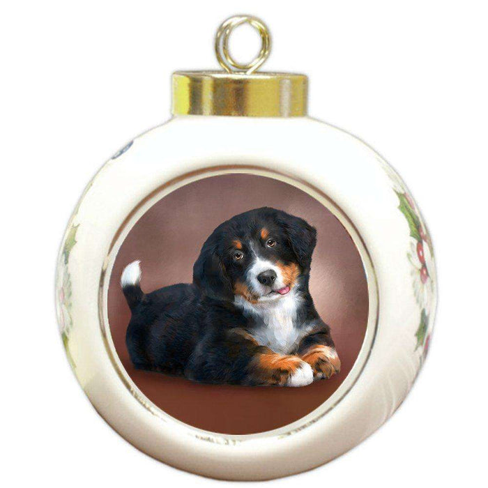 Bernese Mountain Dog Round Ball Christmas Ornament