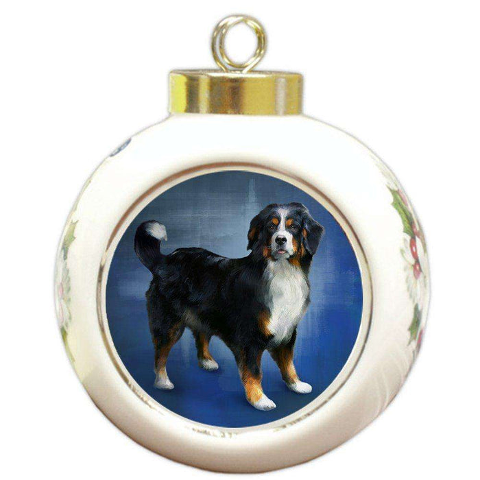 Bernese Mountain Dog Round Ball Christmas Ornament