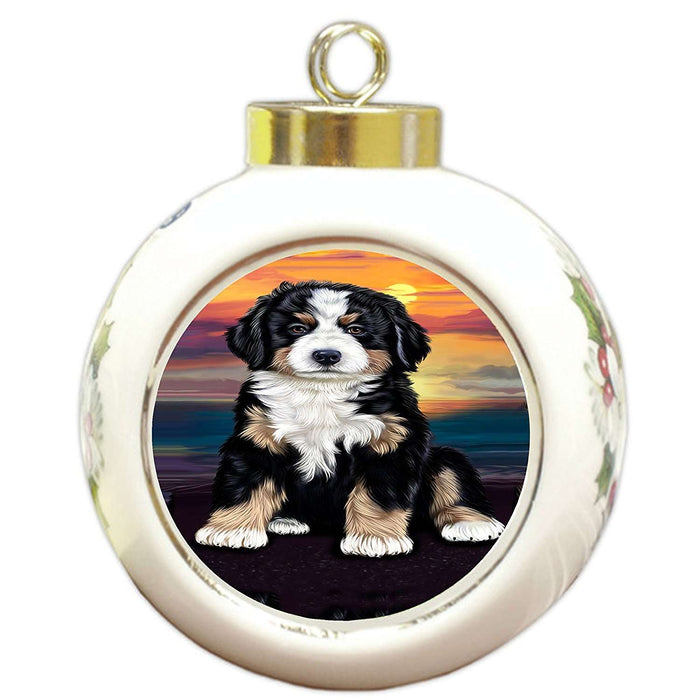 Bernese Mountain Dog Round Ball Christmas Ornament