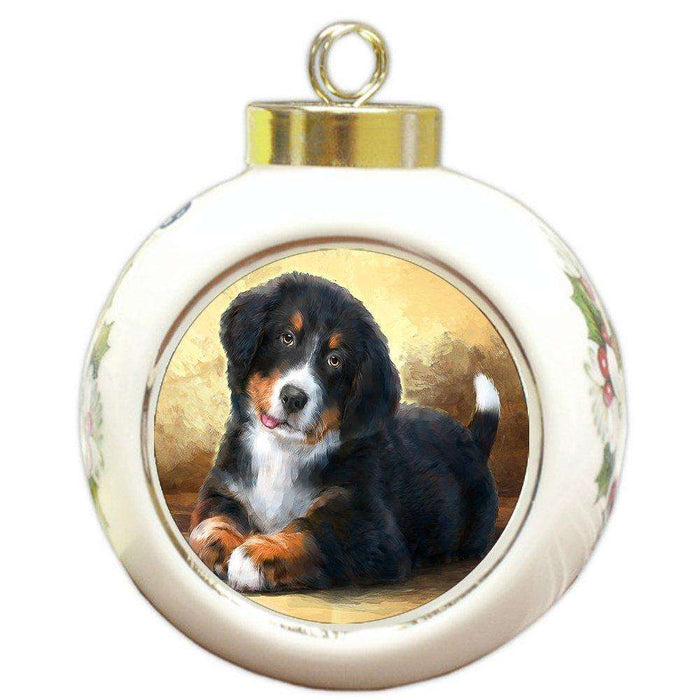 Bernese Mountain Dog Round Ball Christmas Ornament