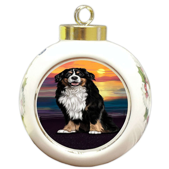 Bernese Mountain Dog Round Ball Christmas Ornament