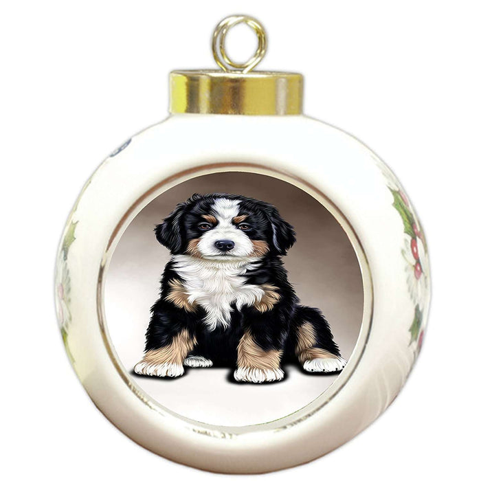 Bernese Mountain Dog Round Ball Christmas Ornament