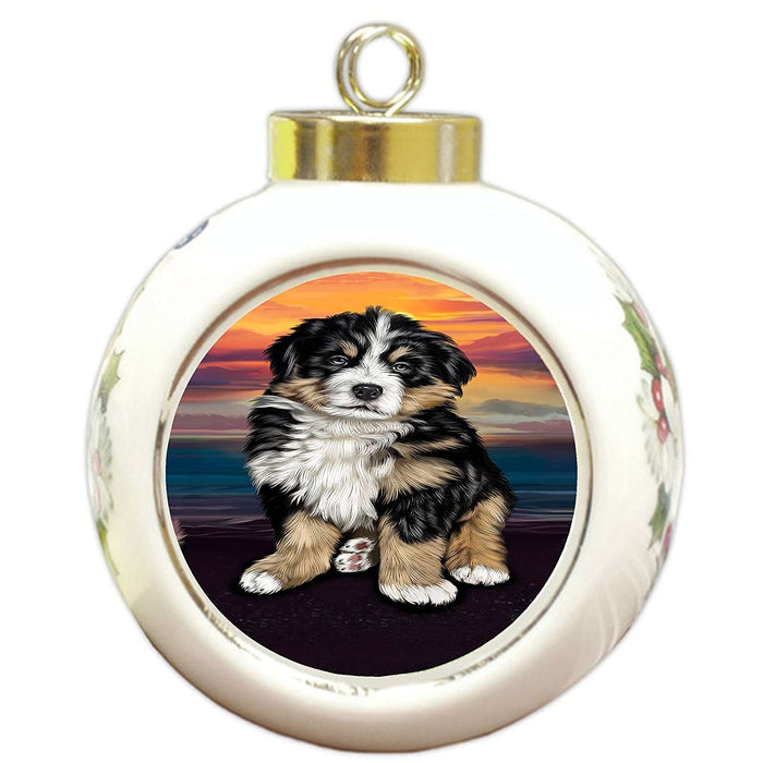 Bernese Mountain Dog Round Ball Christmas Ornament