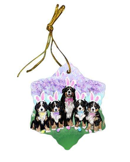 Bernese Mountain Dogs Easter Holiday Star Porcelain Ornament SPOR49125