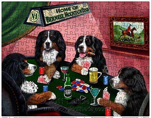 Bernese Mountain Dogs Playing Poker 300 Pc. Puzzle with Photo Tin