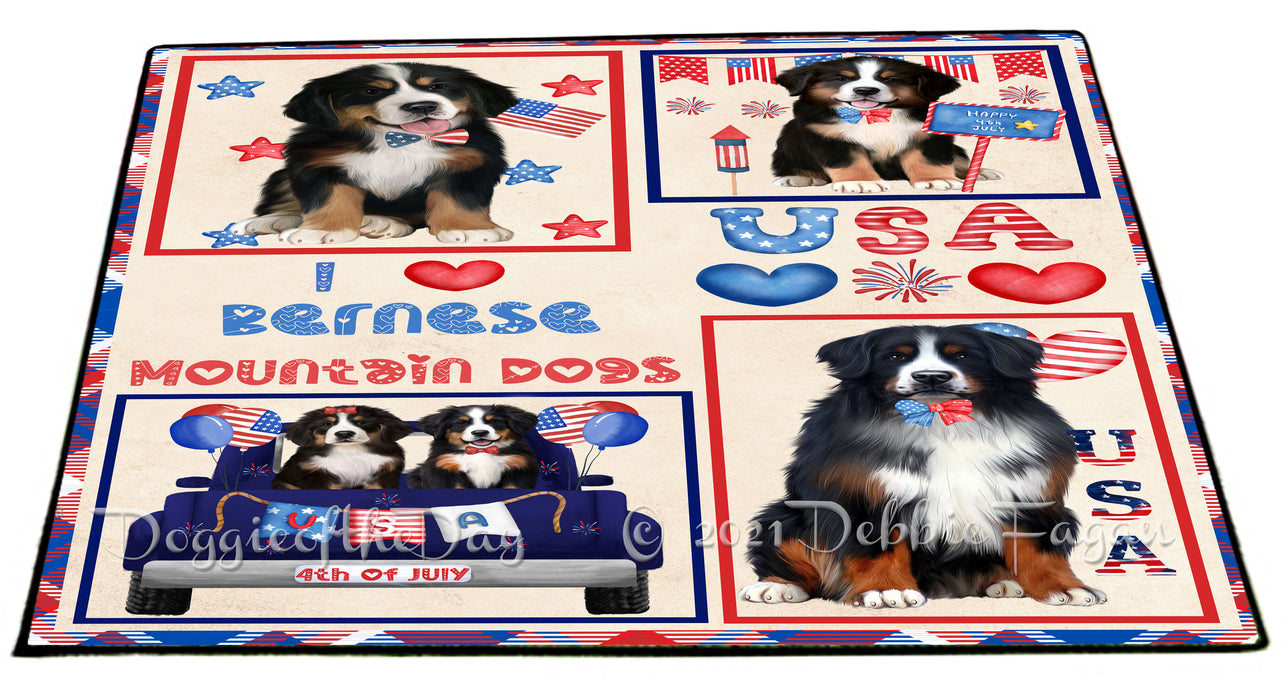 4th of July Independence Day I Love USA Bernese Mountain Dogs Floormat FLMS56125 Floormat FLMS56125
