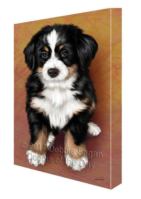 Bernese Mountain Puppy Dog Painting Printed on Canvas Wall Art Signed